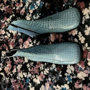 Light blue leather gator booties size 8